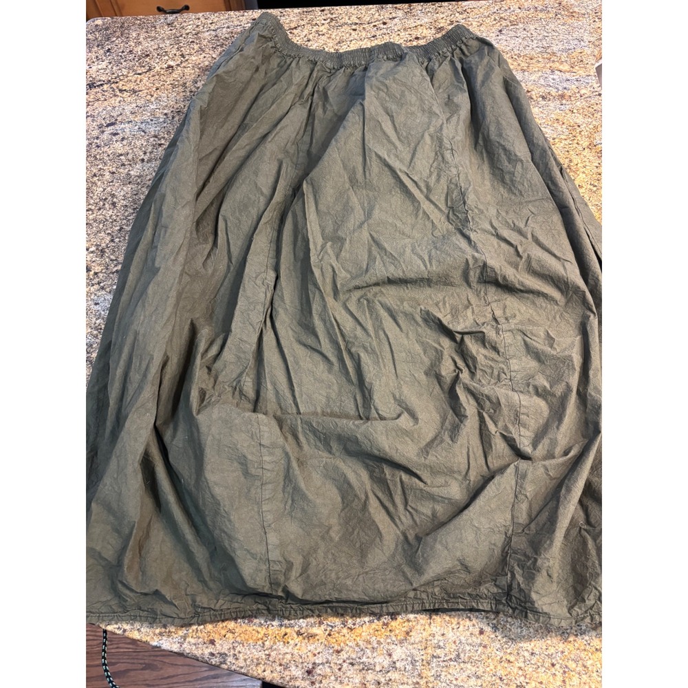 NWT Privatsachen Olive Green Crinkle Cotton Artwear Skirt‎ One Size Lagenlook